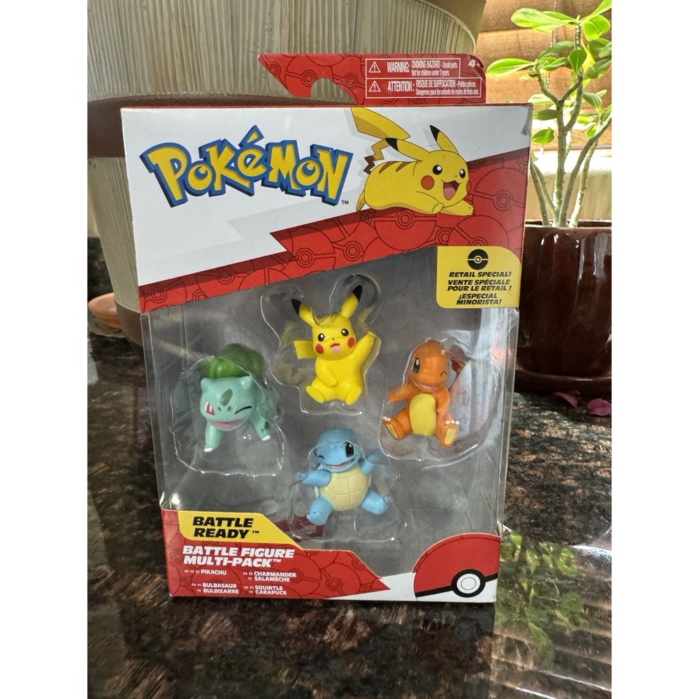 Pokemon Battle Figure Multi-Pack 2-inch (Pikachu, Chikorita, Totodile, Cyndaqui)